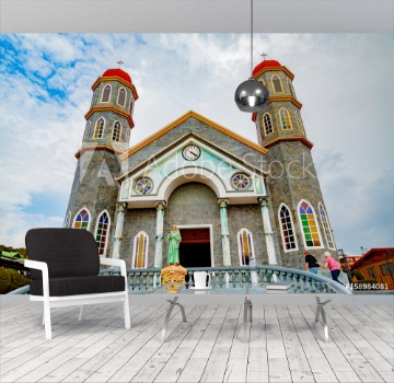 Picture of San Pablo Costa Rica - April 3 2017 Church of Archangel Gabriel and sculpted gardens of San Rafael de Heredia Park